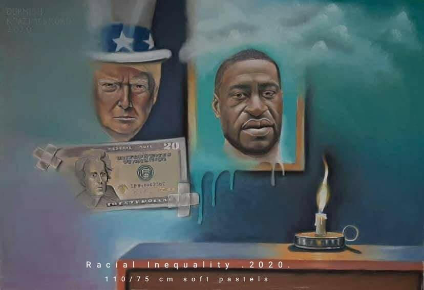 Racial Inequality 2020 , 110/75 soft pastel on paper .