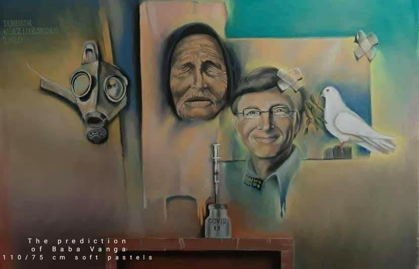 The prediction of Baba Vanga ,2020, 110\75 cm , soft pastel on paper